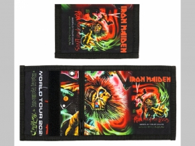 Iron Maiden  hrub&aacute; pevn&aacute; textiln&aacute; peňaženka s retiazkou a karab&iacute;nkou